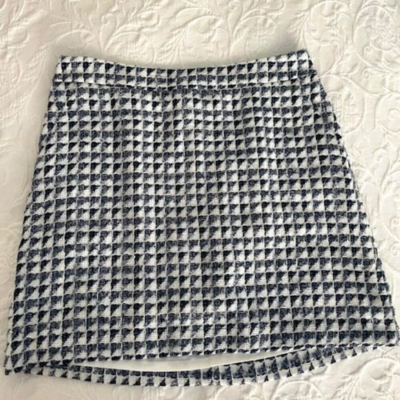 Ann Taylor Loft Blue White Geometric Fully Lined Straight Skirt Size 12 - Picture 1 of 7